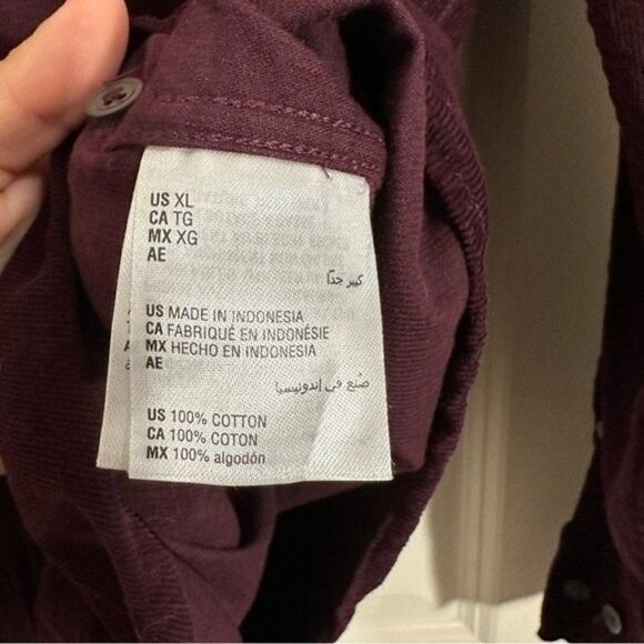 MEN’S ALFANI BURGUNDY CORDUROY LONG SLEEVE COTTON BUTTON UP SHIRT XL - Picture 8 of 10